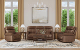 Alexander Power Reclining Sofa With Console, Power Headrest & Lumbar - Khaki Brown | Flexsteel