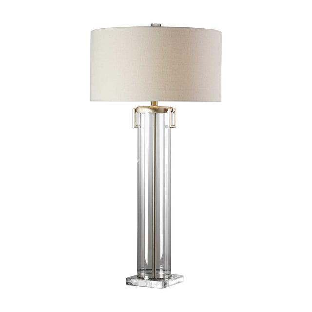 Monette Tall Cylinder Lamp - Silver / Beige by Uttermost - View 1