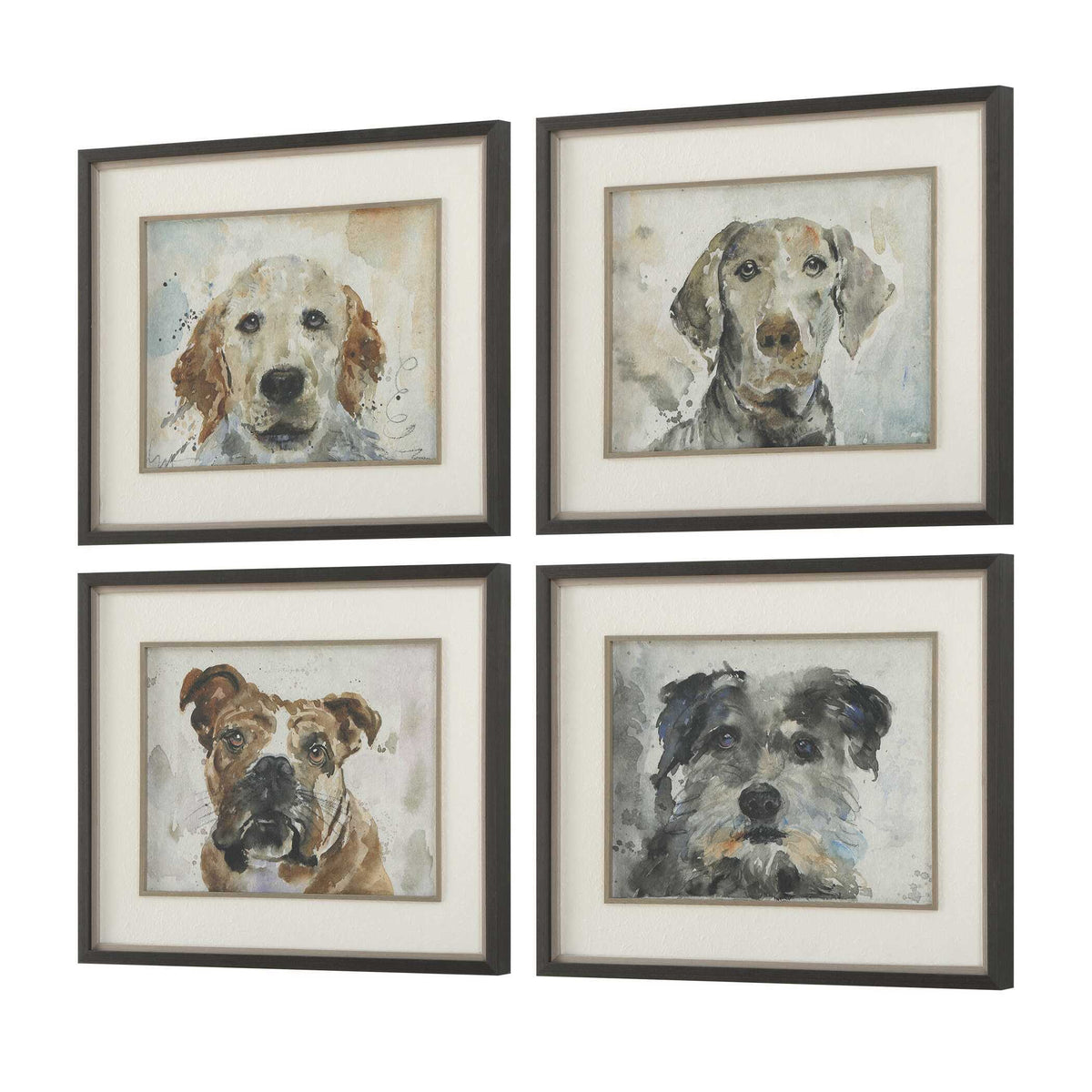 Dog Days Framed Prints (Set of 4) Black / Blue / Brown / Gray / Orange / White - Light Brown / Gray by Uttermost - View 4