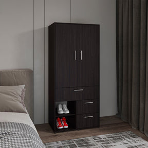 Armoire 70.90' H, 2 Doors, 3 Drawers, 2 Shelves, 6 Legs, Black Wengue - Bedroom - sold by Home Elegance USA