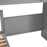 Twin-Twin over Full L-Shaped Bunk Bed With 3 Drawers, Portable Desk and Wardrobe, Gray(OLD SKU:LT100542AAE) - sold by Home Elegance USA