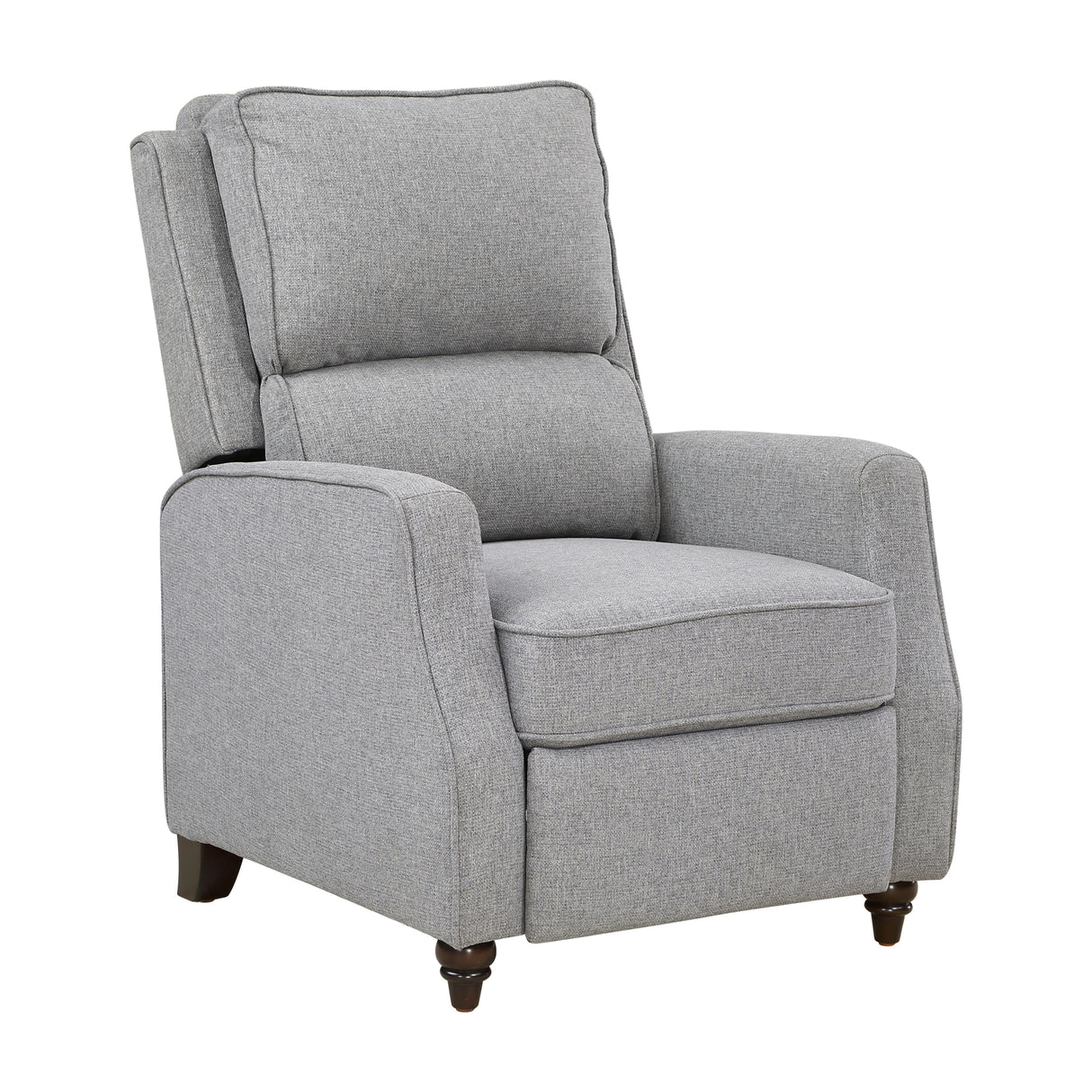 Gray Fabric Upholstered Push Back Reclining Chair Comfort Solid Wood Transitional Style Furniture 1pc