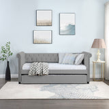 Daybed with Trundle Upholstered Tufted Sofa Bed, with Beautiful Round Armset Design, TWIN SIZE, Grey - W876S00094 - Home Elegance USA - 6