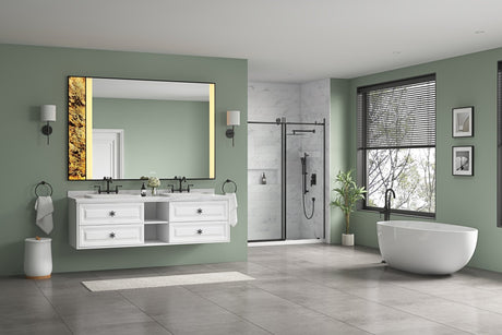 72*23*21in Wall Hung Doulble Sink Bath Vanity Cabinet Only in Bathroom Vanities without Tops - W1272107576 - image - 3