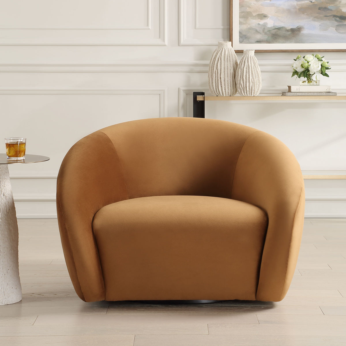 DeSoto Swivel Chair Hazlenut - Orange by Uttermost - View 2