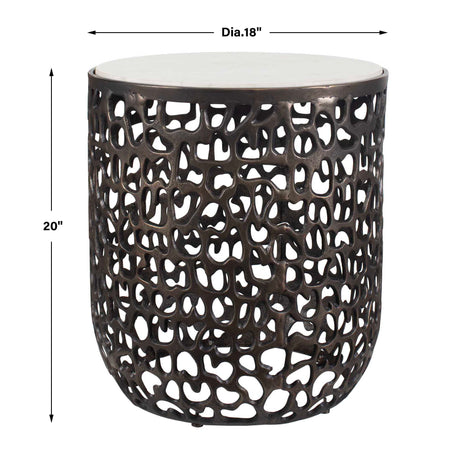 Sabena Marble Outdoor Side Table Black / White - White / Black by Uttermost - View 6