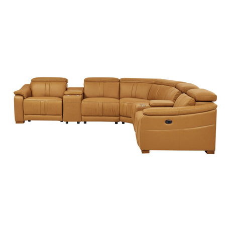 Leather Match Modular Sectional with Recliner Seat and Adjustable Headrest and Storage Console with Cup Holders - sold by Home Elegance USA