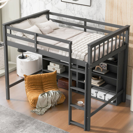 Twin Size Loft Bed with 8 Open Storage Shelves and Built-in Ladder, Gary(Expected Arrival Time:1.5)