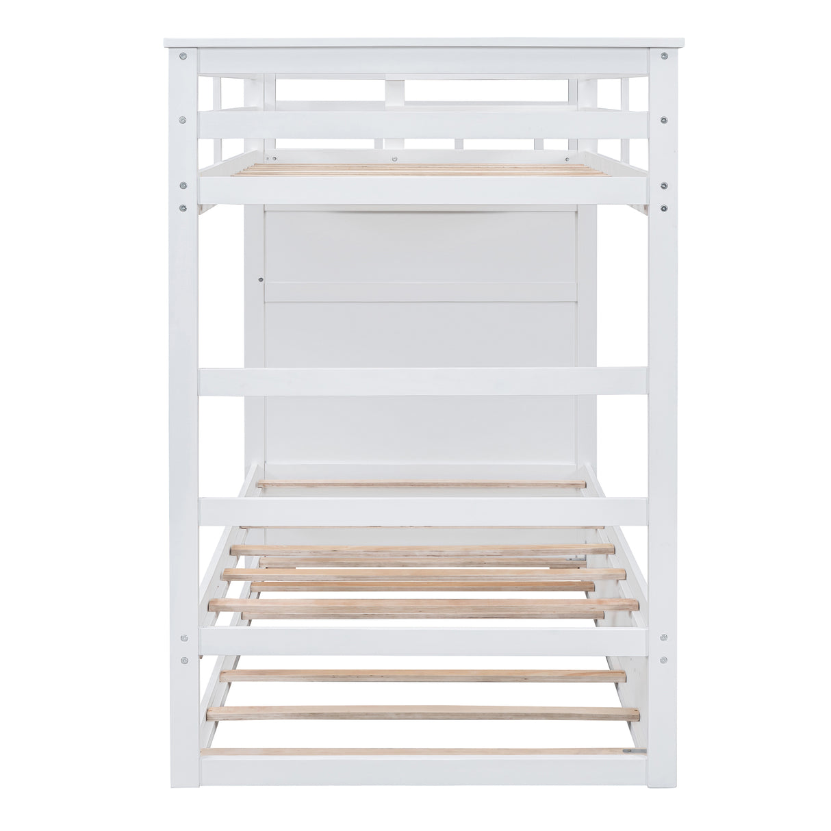 Twin Over Twin Bunk Bed with Trundle and Staircase,White(OLD SKU:LT000068AAK) - Home Elegance USA