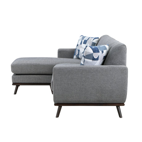 Solid Wood Reversible Sofa Chaise Gray Chenille Upholstered Decorative Pillows Mid-Century Modern Living Room Furniture 1pc - sold by Home Elegance USA