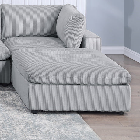 Dark Gray Color 7pc Modular Sectional Set Corduroy Upholstery Couch 2x Corner wedge 2x Armless Chairs 3x Ottomans Living Room Furniture - sold by Home Elegance USA