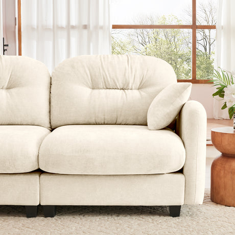 Modular Sectional U Shaped Couch With Ottoman,Soft Chenille Fabric  Tufted Cushion Backrest Design,High-Density Foam Ergonomic design,Elegant Armrests,Easy Install Fits Bedrooms Living Rooms,Beige - sold by Home Elegance USA