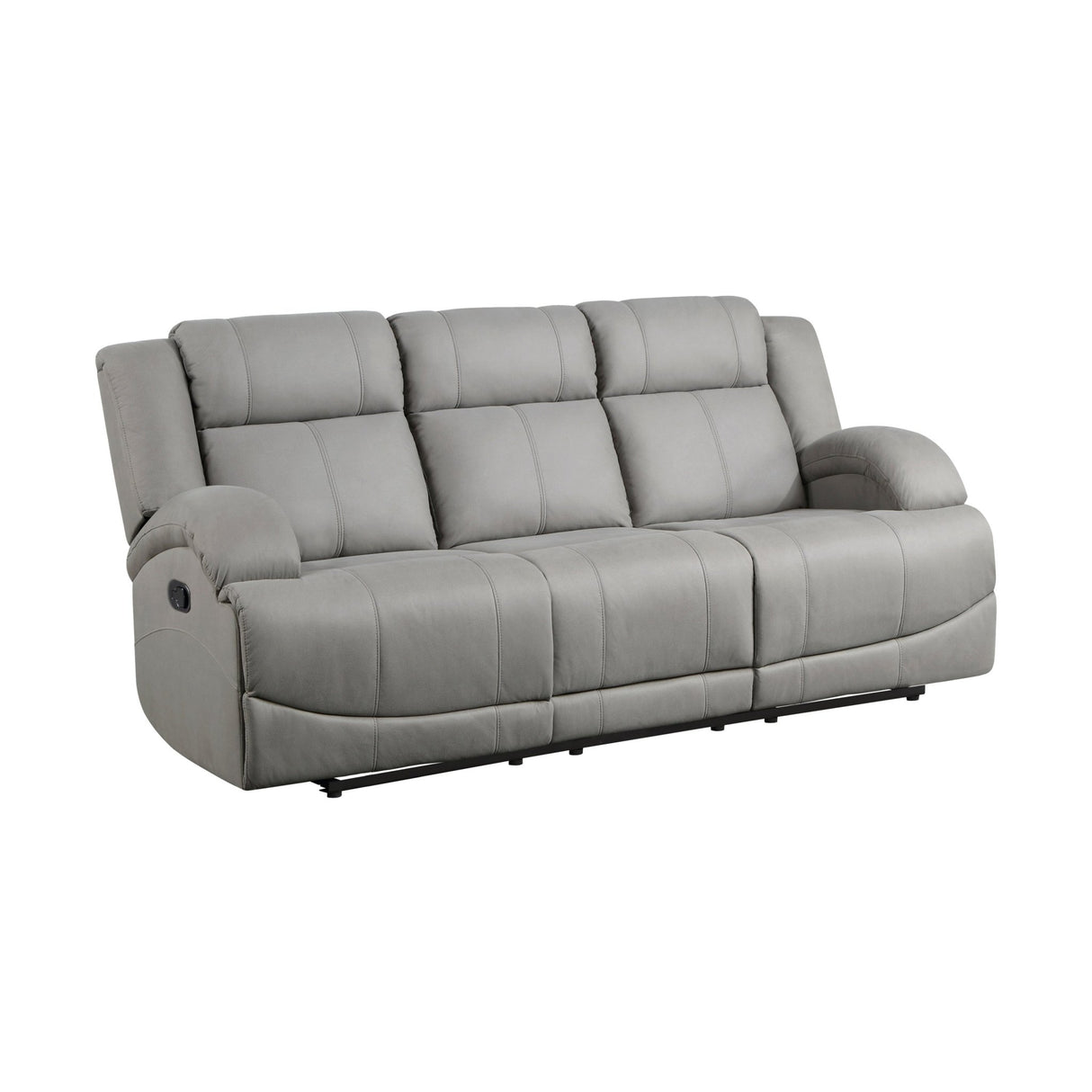 Attractive Gray Color Microfiber Upholstered 1pc Double Reclining Sofa Transitional Living Room Furniture - B01156443 - Home Elegance USA - 1