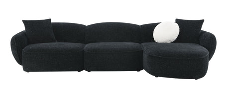 Lucifer Black & White Shimmer Fabric Sectional Sofa w/3 Pillows - sold by Home Elegance USA
