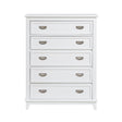 White Finish Storage Chest with 5 Drawers Wooden Modern Bedroom Furniture 1pc Vertical Dresser
