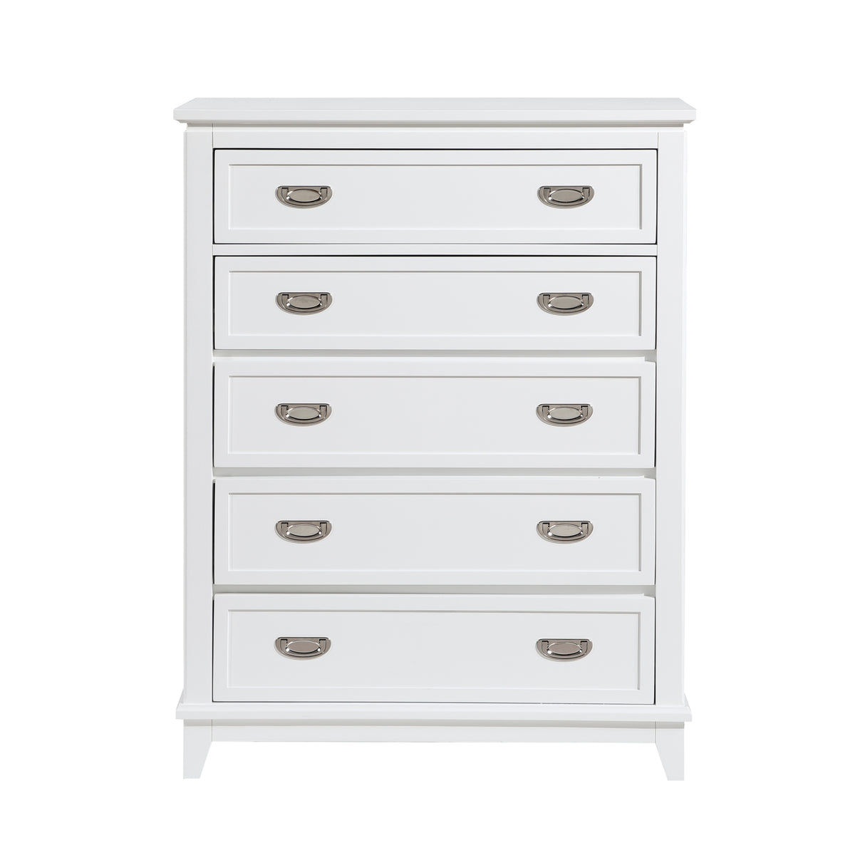White Finish Storage Chest with 5 Drawers Wooden Modern Bedroom Furniture 1pc Vertical Dresser
