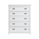 White Finish Storage Chest with 5 Drawers Wooden Modern Bedroom Furniture 1pc Vertical Dresser