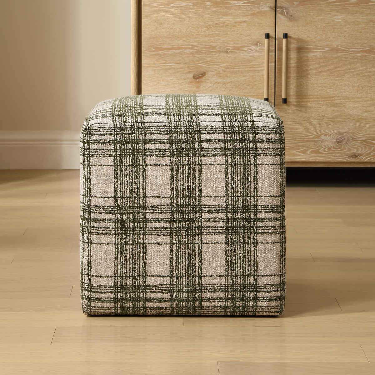 Joie Ireland Plaid Ottoman - Green by Uttermost - View 3
