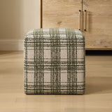Joie Ireland Plaid Ottoman - Green by Uttermost - View 3