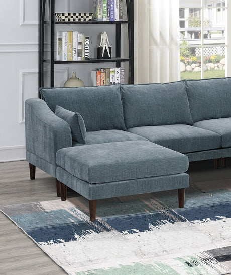 Modern Gorgeous Mineral Morgan Fabric 6pcs Modular Sectional Set Armless Chairs One Arm Chair Ottoman U-Shaped Couch Living Room - sold by Home Elegance USA