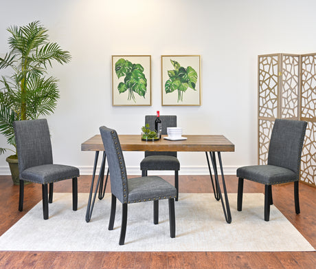 Amisos 6-Piece Dining Set, Hairpin Dining Table with 4 Chairs and Upholstery Bench, 3 Color Options - sold by Home Elegance USA