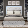Glamorous White Finish California King Size LED Light Headboard Bedroom Furniture 1pc Geometric Design Accents