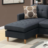 Black Polyfiber Sectional Sofa Living Room Furniture Reversible Chaise Couch Pillows Tufted Back Modular Sectionals | Home Elegance USA