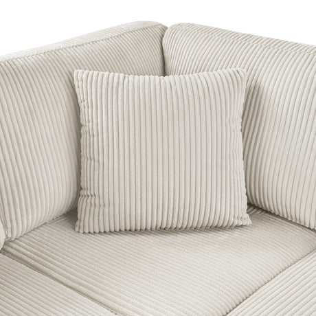 Oversized Sectional Sofa 115.3' U-Shaped Sofa with Chaise Lounge and Three Soft Throw Pillows, Light Gray Corduroy, 115.3' x 90.5' - sold by Home Elegance USA