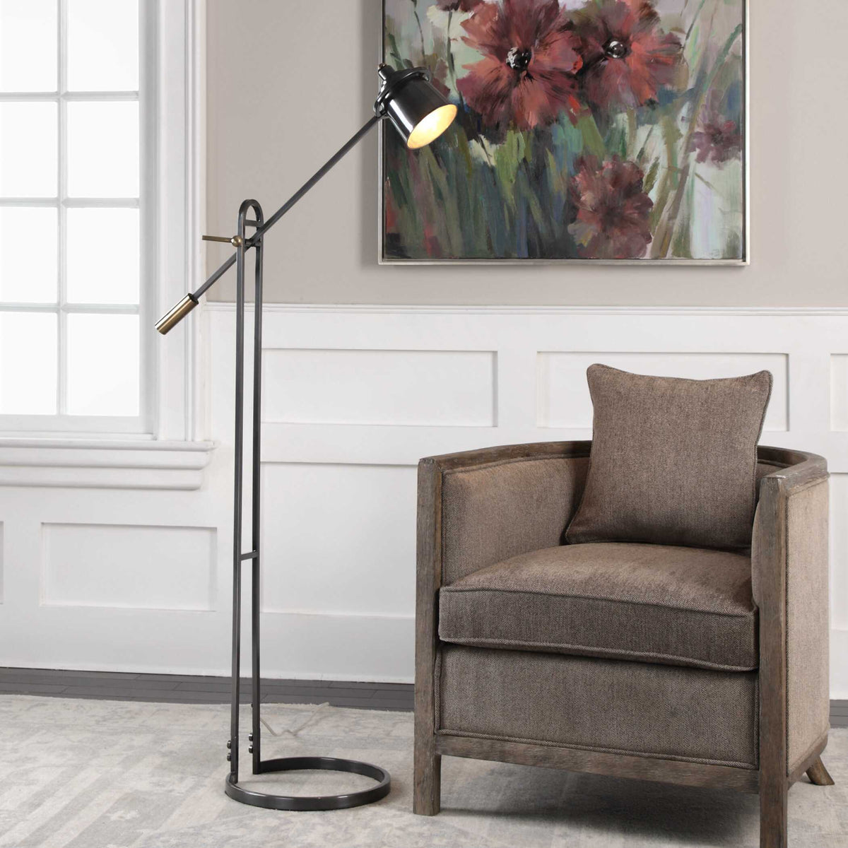 Chisum Floor Lamp Dark Bronze - Bronze / Black by Uttermost - View 2