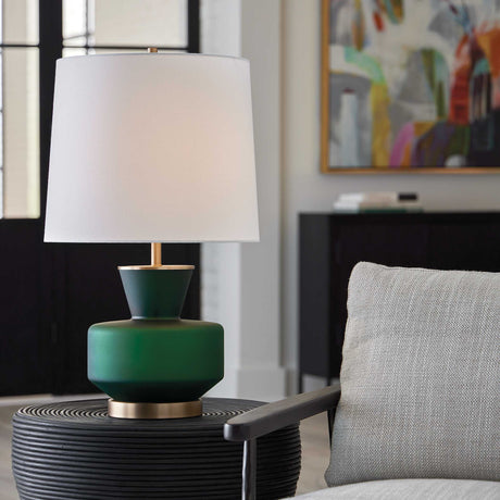 Trentino Table Lamp Dark Emerald Green - Dark Green / White by Uttermost - View 2