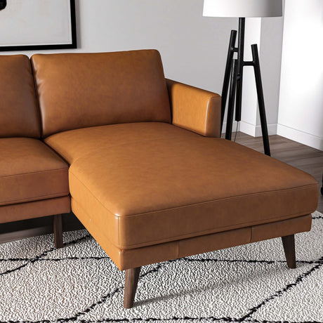 Lore  L-Shaped Genuine Leather Sectional In Tan Right Facing - sold by Home Elegance USA