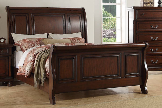 1pc California King Size Bed Two Panel Bed Headboard And Footboard Cherry Finish Bedroom Furniture