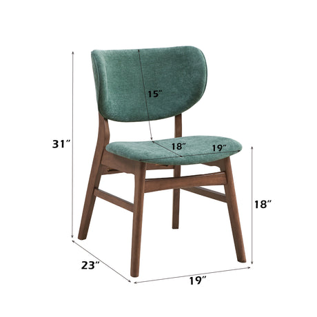 Bevis 5-Piece Walnut Finish Dining Set with Faux Marble Tabletop and Green Upholstered Chairs - sold by Home Elegance USA