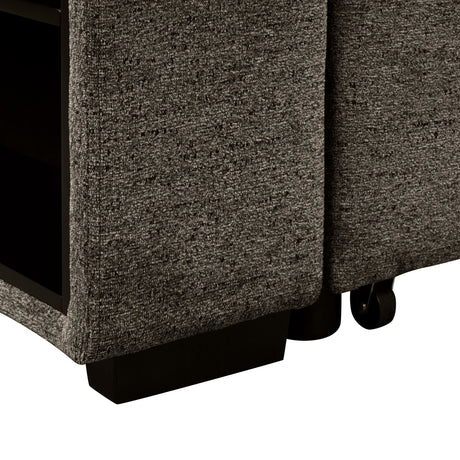 Reversible Sleeper Sectional Sofa Bed with Side Shelf and 2 Stools, Pull-Out L-Shaped Sofa Bed, Corner Sofa-Bed with Storage Chaise, Knox Charcoal Velvet - sold by Home Elegance USA