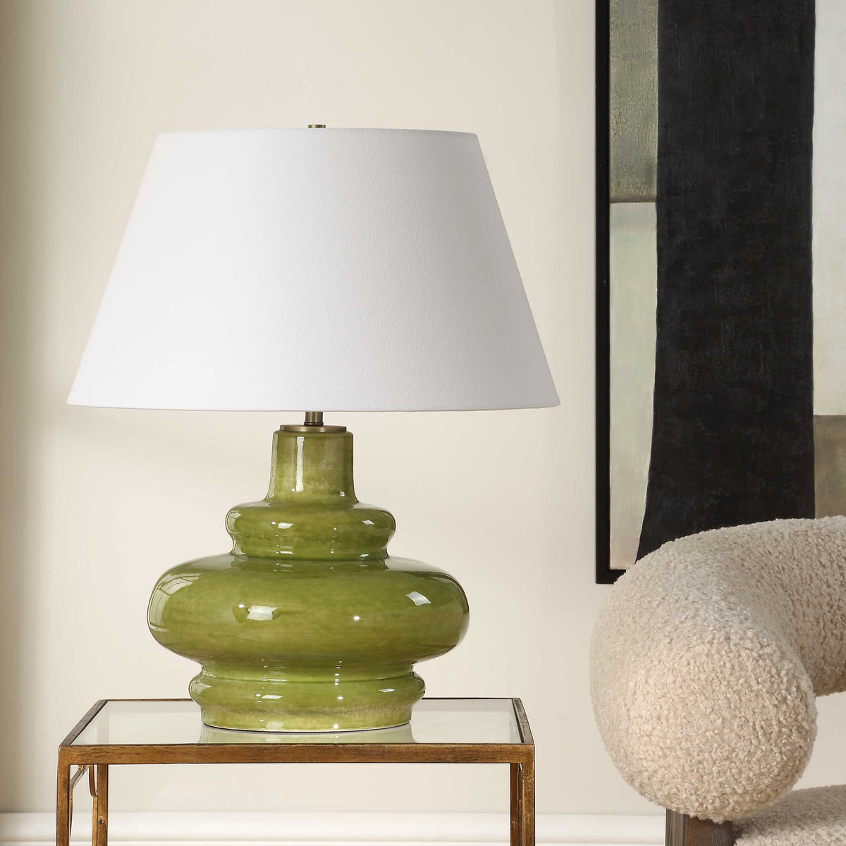 Penny Table Lamp - Green by Uttermost - View 3