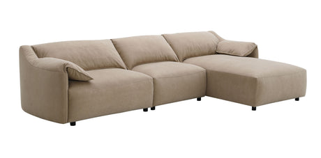 Veata Light Brown Suede Sectional Sofa - sold by Home Elegance USA