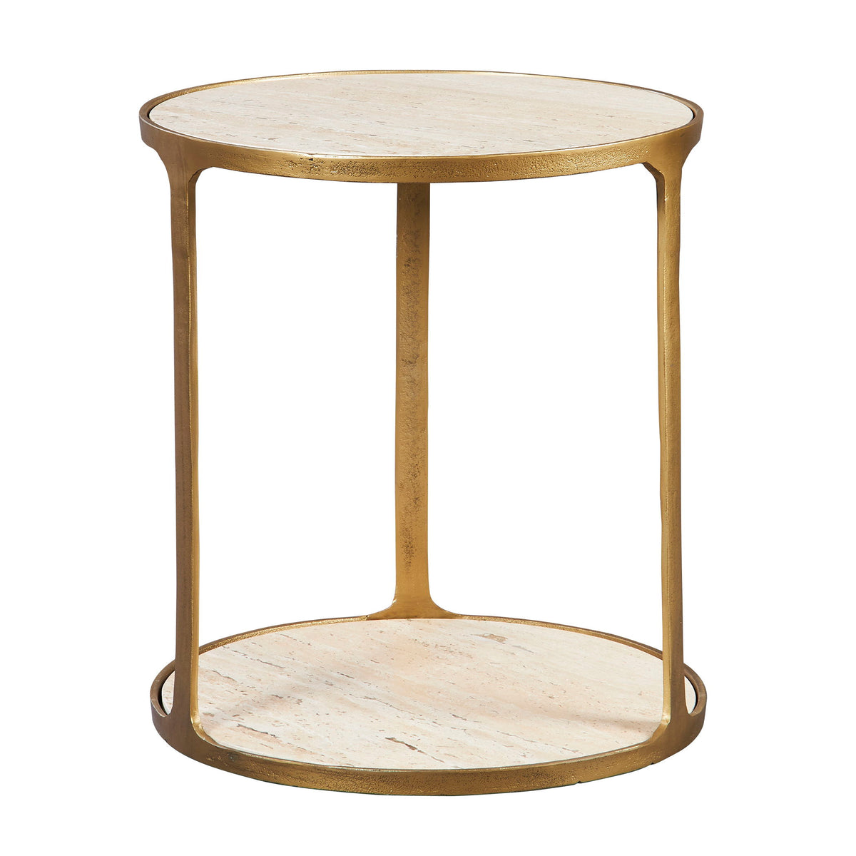 Clench Brass Side Table - Beige / Bronze by Uttermost - View 1