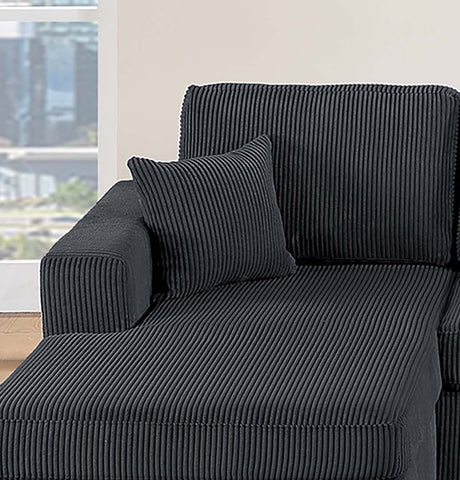 Modern Design Sectional Set 3pc Armless Loveseat Two Matching Pillow Right Arm And Left Arm Chaise Black Finish Primary Living Room - sold by Home Elegance USA