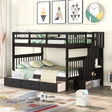 Stairway Full-Over-Full Bunk Bed with Drawer, Storage and Guard Rail for Bedroom, Espresso (OLD SKU: LT100310AAP) - sold by Home Elegance USA