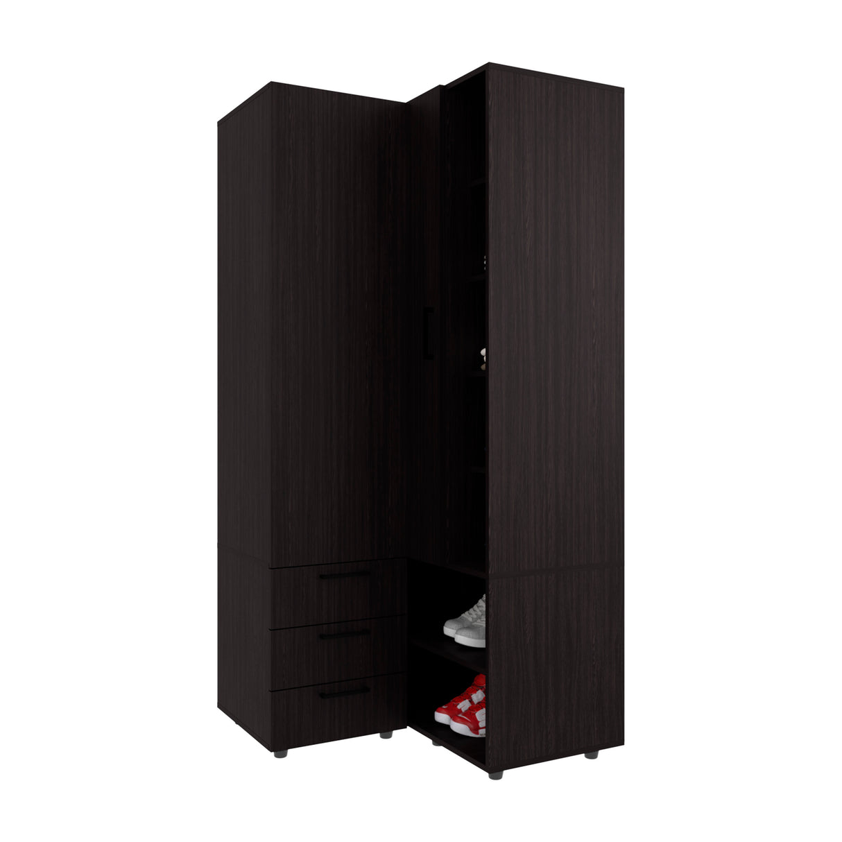 FM FURNITURE Thatcher Armoire- wardrobe, shoe storage, Open Storage and 2 - drawer, Wenge - sold by Home Elegance USA