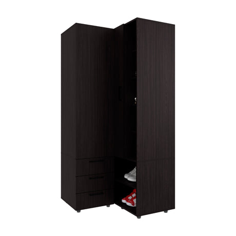 FM FURNITURE Thatcher Armoire- wardrobe, shoe storage, Open Storage and 2 - drawer, Wenge - sold by Home Elegance USA
