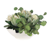 Protea Blooms Bowl Centerpiece - Green / White by Uttermost - View 6