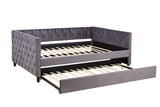 Daybed with Trundle, Upgraded Velvet Upholstered Twin Size Day Bed Button - Tufted Sofa Daybed Frame with A Trundle, No Box Spring Needed, Furniture for Bedroom Living Room Guest Room (8197 - Grey, Full) - W1756S00005 - Home Elegance USA - 6