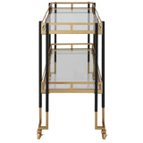 Kentmore Modern Bar Cart - Gold / Black by Uttermost - View 5