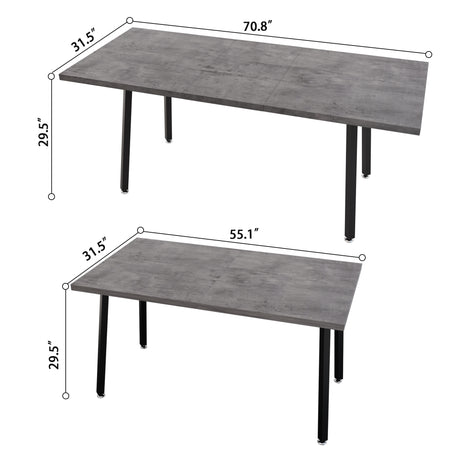 55.12-70.87' expandable square dining table set that can accommodate 4-6 people, equipped with 6 C-shaped tubular cushioned armless dining chair,  kitchen table and chair set, with metal legs - sold by Home Elegance USA
