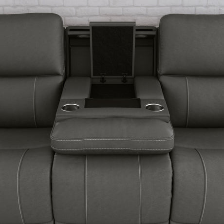 Carter Power Reclining Sofa With Console & Power Headrests & Lumbar - Smoke | Flexsteel