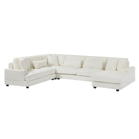 Modern Oversized U-shaped Sectional Sofa with Chaise Lounge in Beige Corduroy, 129' - sold by Home Elegance USA