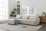 113.3" Convertible Sectional Sofa Couch 3 - Seat L - Shaped Sofa with Movable Ottoman and USB for Apartment, Living Room, Bedroom, Beige - SG000880AAA - image - 13