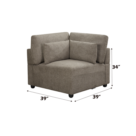 Rylie 5Pcs Brown Linen Modular Sectional Sofa with Toss Pillows - sold by Home Elegance USA