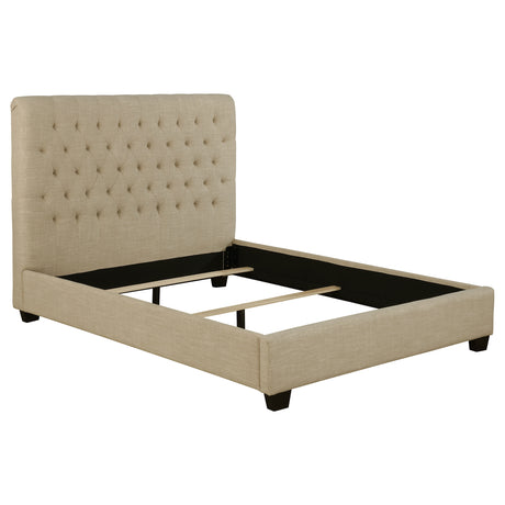 Full Bed - Chloe Upholstered Full Panel Bed Oatmeal